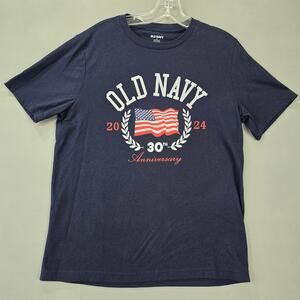Old Navy Blue Tee Shirt 30th Anniversary Edition Classic Short Sleeve Men Size M